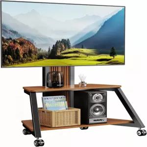 32-85인치 평면/곡선형 LED/LCD/OLED 휴대용 바닥 TV 스탠드용 바퀴가 달린 헤비 듀티 모바일 높이 조절