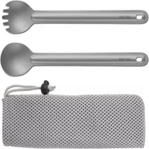 OUTXE 초경량 티타늄 롱 핸들 포크 및 스푼 세트