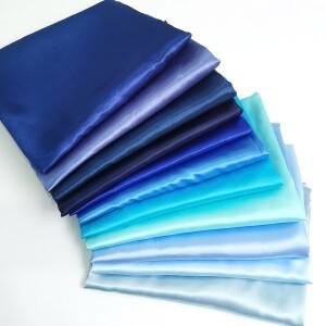일반 새틴 58 폭 | 1미터 2미터 5미터  Charmeuse 패브릭 스카프 공예 DIY 재료 블루