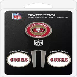 팀 골프 NFL 샌프란시스코 49ers 디봇 툴 팩 골프공 마커 3개 포함 탈착식 마그네틱 양면 에나멜입니다