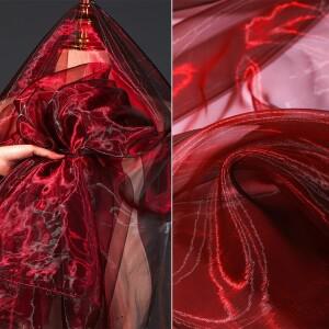 반짝 이는 바이 컬러 그라디언트 레드 Organza 패브릭 장식 드레스 스커트 바느질 투명 Tulle 섬유 얇은 검