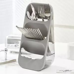 [RIZPICK]프리미엄 스탠드 그레이 3단 수저통