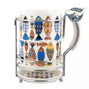 블루피쉬 도자기 수저통 물받이 수납함 장식용