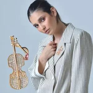 고급 다이아몬드 옷핀 음악 브로치 첼로 클립 정장 패션선물 스카프핀