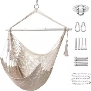 레이지 데이즈 해먹 의자 캐리비안 걸이 로프 스윙 미끄럼 방지 링이 있는 40인치 탈착식 스틸 스프레더 바