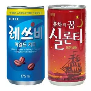 레쓰비 마일드 175ML+실론티 175ML 60캔구성) 레쓰비마일드 커피녹차 녹차
