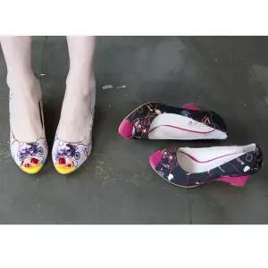 학생 핑크 포인드 웨지 옐로우 여성 신상 슬링백 봄 단화 굽  [mW5C1403]