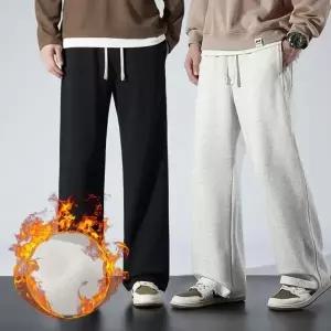 남자 와이드 밴딩바지 기모 겨울 트레이닝 방한 스?팬츠 루즈핏 남자