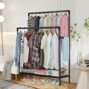 고정식 2단 행거 드레스룸 철제 수납 튼튼한 조립식 스탠드 헹거 드레스룸