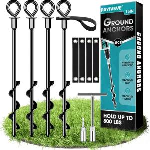 접지 앵커 나사 4Pc 스트랩 저항성 높은 강풍이 있는 트램펄린 스테이킹 스윙 세트용 텐트 카포트 캐노피