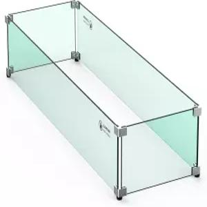 스카이플레임 파이어 피트 유리 윈드 가드 36인치 x 11.5인치 강화 윈드스크린 선형 버너 팬 야외 프로판