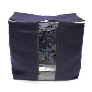 [생활] 박스 수납함 의류 정리 투명창 정리함 클리어 세로형 남색 소품