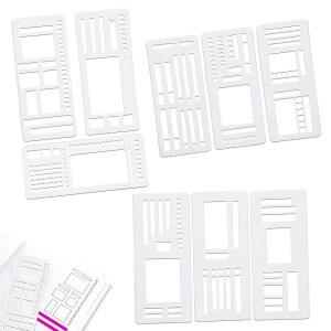 [미국배송] 9PC 수제 유연한 기록 템플릿 도트 그리드 저널용 다용도 플래너 스텐실 세트 재사용 가능한 드로잉 및 체크리스트 코일 디스크 링이 있는 플라스틱 제도 도구