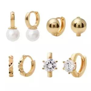 꽃귀걸이 골드 데일리 진주 큐빅 볼 원터치 링 귀걸이 14K