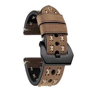 [미국배송] 빈룬 남성용 가죽 시계 스트랩 20MM 22MM 24MM 26MM 여성용 스마트 X자형 패브릭 스트랩과 퀵 릴리스 밴드 보호 빈티지