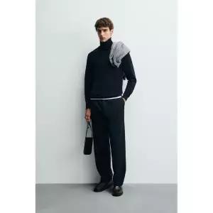 ZARA 베이직 하이넥 스웨터 - 네이비