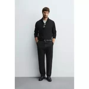 ZARA 울 지퍼넥 스웨터 - 블랙