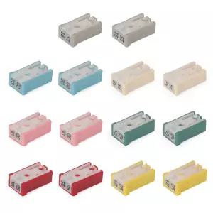 Qoroos 14Pcs 미니 슬롯형 자동차 MCASE 15A 20A 30A 40A 50A 60A 32V 모양 카트리지 퓨즈 키트 구색 교체