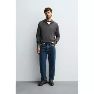 ZARA 울 지퍼넥 스웨터 - 그레이