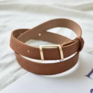 여성 갈색 허리벨트 사각 버클 청바지 허리띠 혁띠