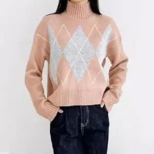 [옷은날개] 아가일 여성 폴라티 하프넥 목폴라 긴팔 니트 티셔츠