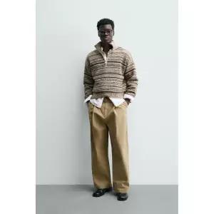 ZARA 스트럭처 지퍼넥 스웨터 - 토피