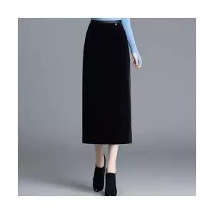 여자 치마 러블리 H라인 벨벳 가을겨울 힙업 중기장 슬릿 다올4