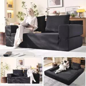 WHGBJA 79 컨버터블 침대 소파 3-in-1 접이식 바닥 코듀로이 실내 장식 조립식 러브시트 없음 거실용