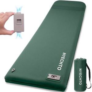 [미국배송] 전기 펌프가 장착된 셀프 인플레이팅 슬리핑 패드 캠핑용 3.14인치 초두께 메모리 폼 매트 간편한 팽창 및 수축 자동차 여행 텐트용 베개가 9.5R-값 단열 캠핑 매트리스 패드