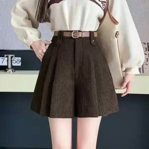 여성용 바지 치마 모직 추동 아이템 트렌디 플리츠 부츠 A라인 골덴 반 HT4