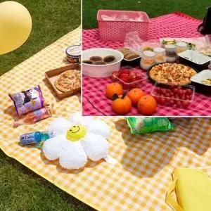 간편휴대 PVC 감성 피크닉매트 방수 캠핑 소풍 체크 돗자리 차박 매트