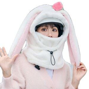 스노우보드헬멧커버 토끼 일체형 추위방지 스키 우정템 모자