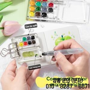 1PC 미니 수채화 아크릴 박스 여행 세트 휴대용 핸드북 드로잉 노트북 색상 혼합 소형 보드