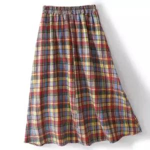 여친 치마 모직 빈티지 데일룩 쉬폰 플리츠 체크 DAOL4