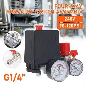 콤푸레샤 부품  220V 공기 압축기 압력 스위치 제어 밸브 게이지가 있는 조절기 펌프 알루미늄