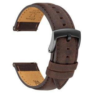 [미국배송] 코로펠 가죽 시계 밴드 퀵 릴리스 빈티지 우아한 탑 그레인 스트랩 교체 및 스마트워치 너비 선택 - 18MM 19MM 20MM 21MM 22MM