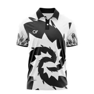 그래픽 볼링 유니폼 카라 반팔 티셔츠 블랙앤화이트