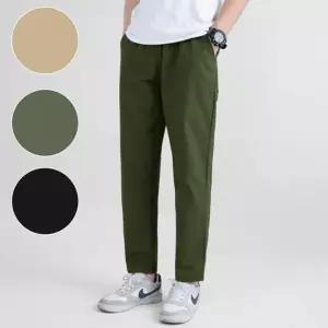 남자 밴딩 코튼 슬랙스 사계절 남성 팬츠 고무줄 통바지 통바지 일자바지