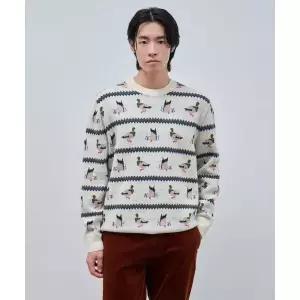 BEANPOLE MEN [Print Bakery] 청둥오리 올오버 인타샤 니트 아이보리 BC4951K020