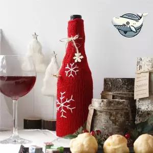 크리스마스 와인병 장식 레드 니트 커버 연말 파티꾸미기