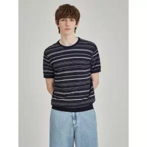 [로가디스] 코튼 혼방 레귤러핏 멀티 스트라이프 라운드 스웨터  네이비 (RY5351P53R)