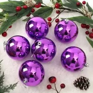 퍼플유광볼6p세트(8cm)트리장식구슬