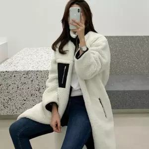 롱 양털 후리스 코트 겨울 여성점퍼 오버핏 박스핏 jgi3+2vmi