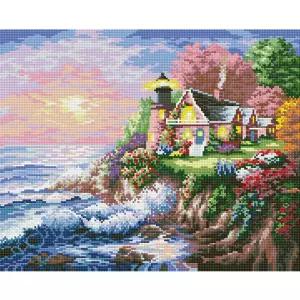 석양에 물든 등대 캔버스 보석십자수 40x50 캔버스형보석십자수 캔버스액자보석십자수