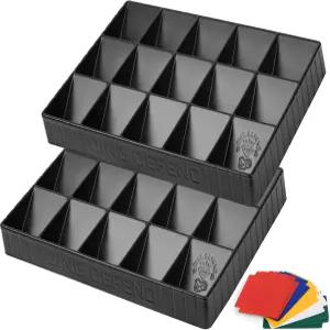 트레이딩 카드 정리 트레이 2팩 15칸 수납형 스택형 분류함 슬리브 탑로더 호환 라벨 디바이더 포함 컬렉션