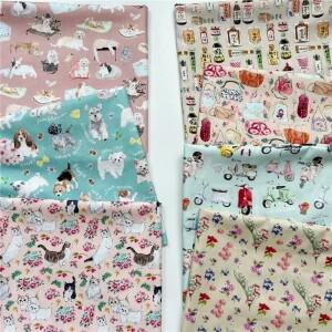 수채화 꽃 고양이 개 바이크 오토바이 목화 원단 조직 바느질 퀼트 직물 재료 DIY 수제 공예