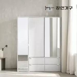 [장인가구]코라 1600 슬라이딩 옷장 세트 1200 거울 서랍옷장 (행거형)+400 거울...