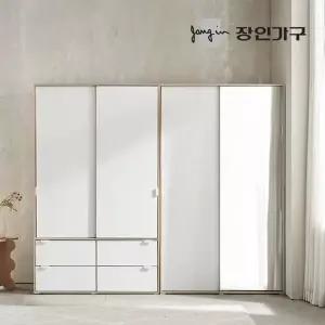 [장인가구]코라 2400 슬라이딩 옷장 세트 1200 서랍옷장 (선반형)+1200 거울옷장 ...