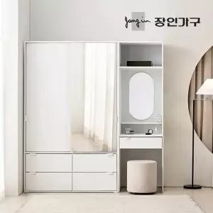 [장인가구]코라 1800 슬라이딩 옷장 세트 1200 거울 서랍옷장 (행거형)+600 수납...
