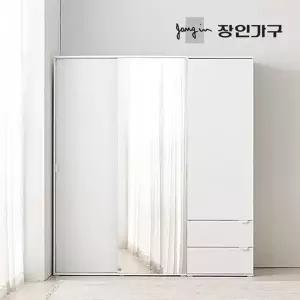 [장인가구]코라 1800 슬라이딩 옷장 세트 1200 거울옷장 (행거형)+600 서랍옷장